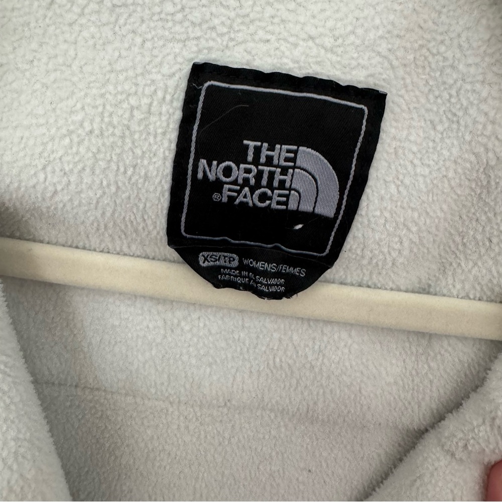 North Face, Denali Hoodie, XS, White with Gray hooded jacket - Picture 3 of 6